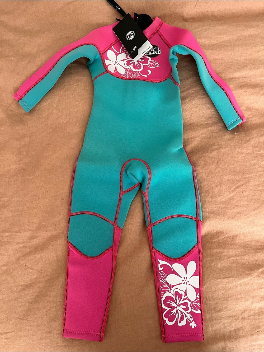 Children's Teal and Pink Floral Wetsuit